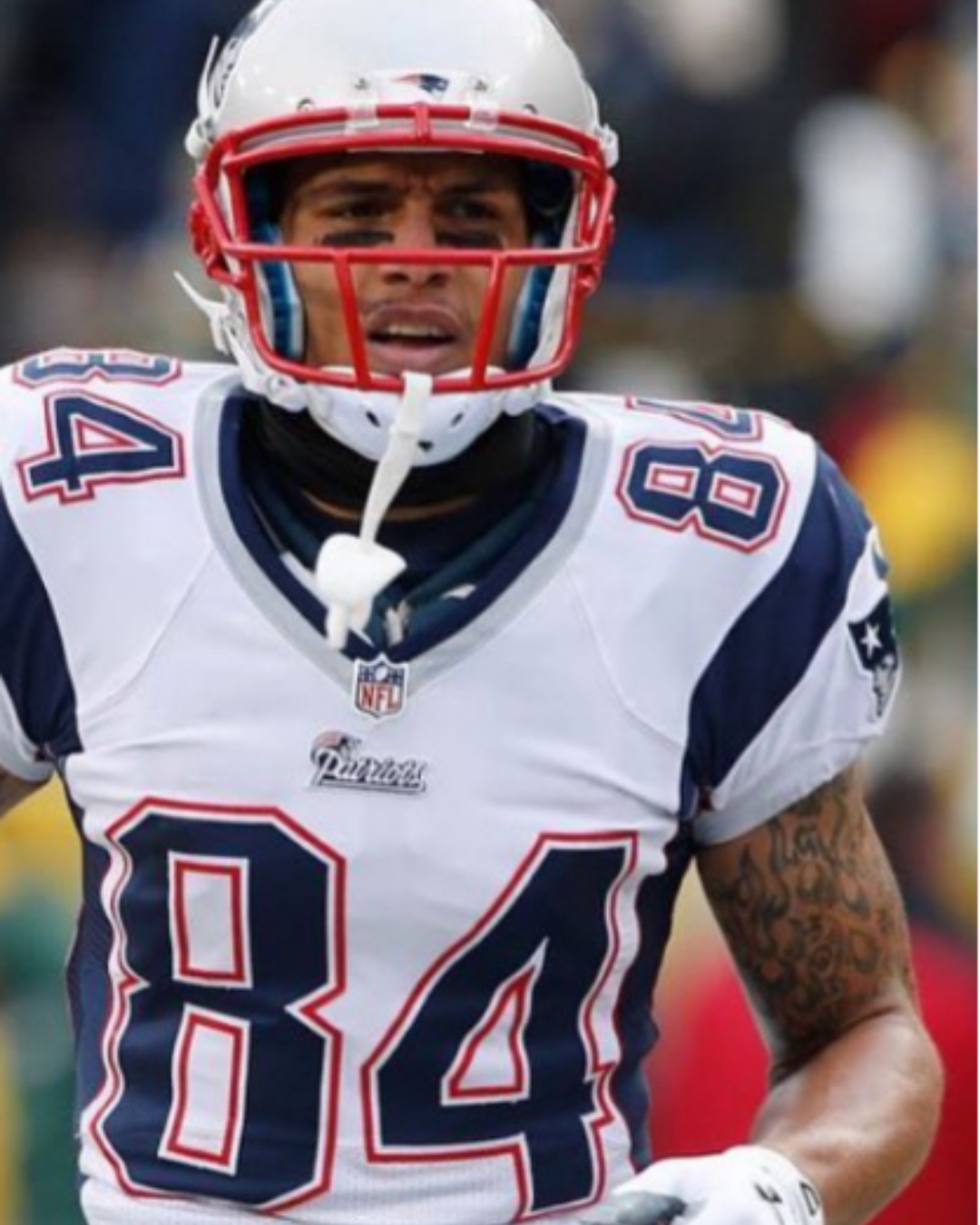 Brian E. Tyms in his New England Patriots uniform